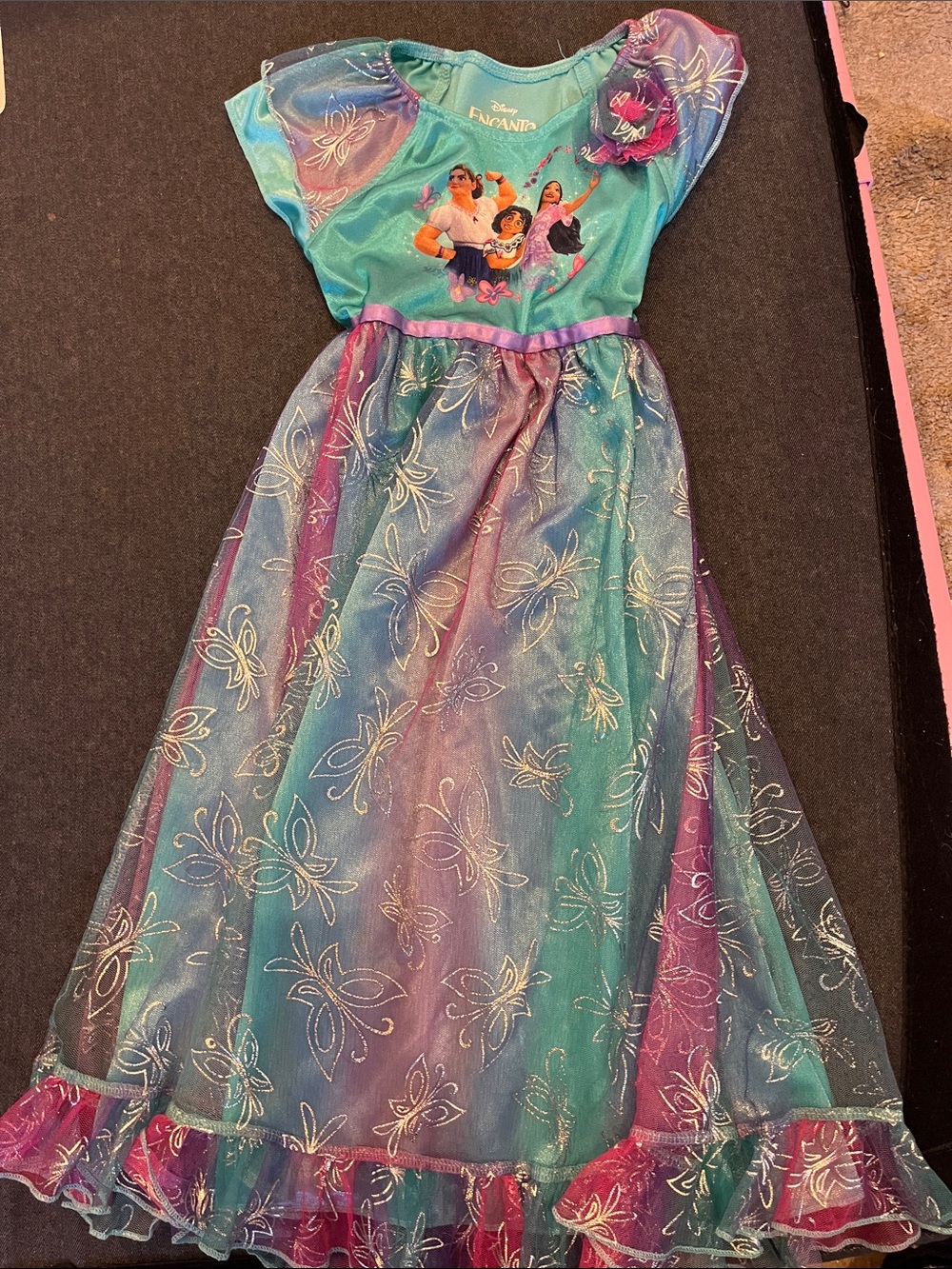 Disney Girls Teal & Purple Sparkle Encanto Costume Dress/Nightgown